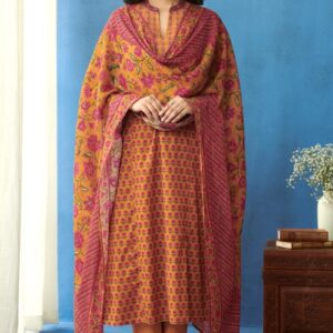 Mahnoor Ameera Kurta  Mustard Printed Straight Cotton Kurta