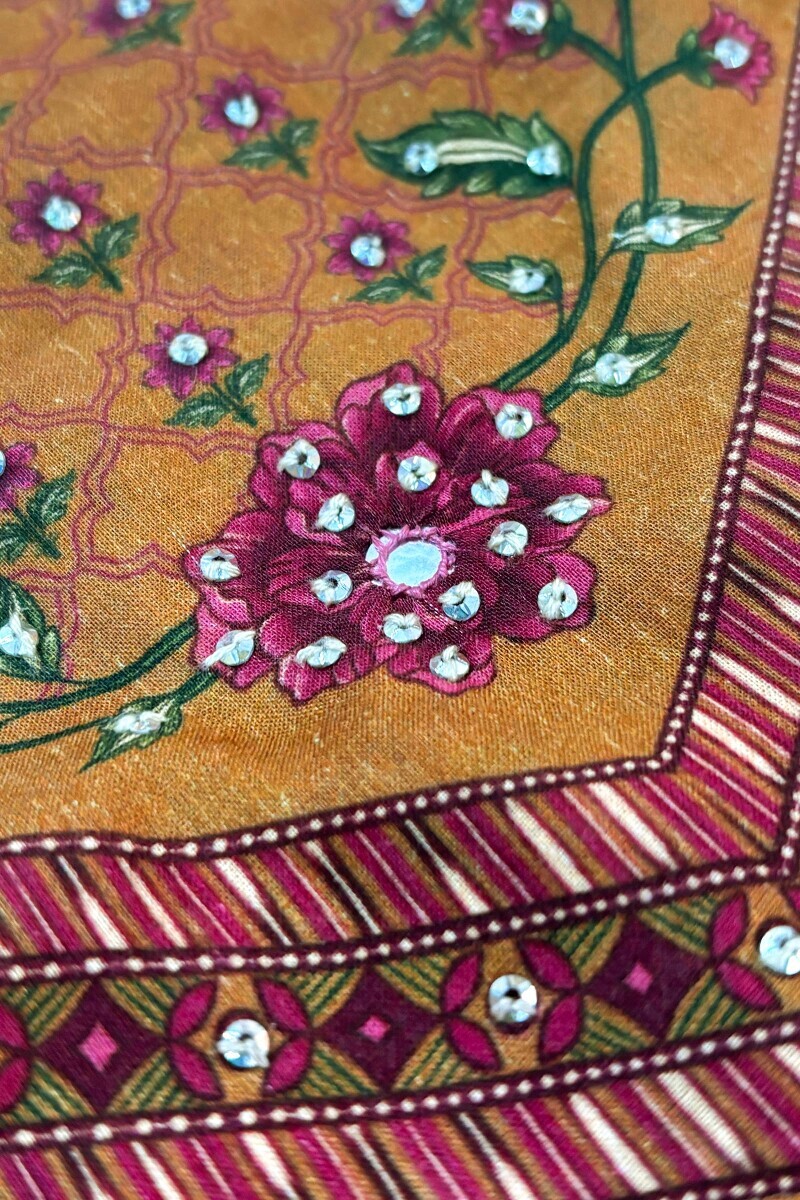 Mahnoor Ameera Kurta Mustard Printed Straight Cotton Kurta - Image 4